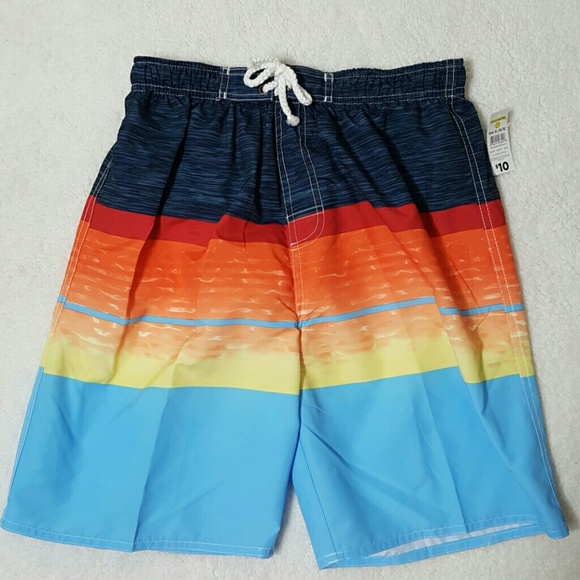 GYMBOREE FOURTH OF JULY RED WHITE & BLUE STRIPE SWIM TRUNKS